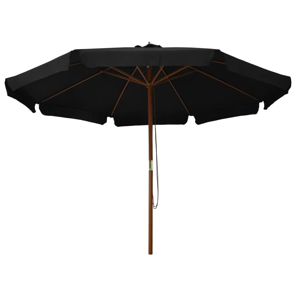Schwarzer Terrassenschirm 330 x 240 cm mit robustem Massivholz-Mast