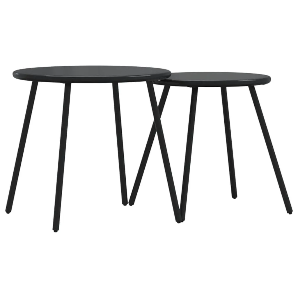 Garten-Couchtisch Set Schwarz 50x46 cm & 40,5x42 cm Pulverbeschichteter Stahl