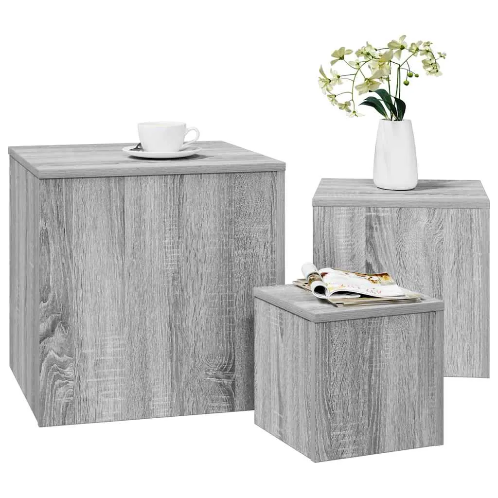 Beistelltisch-Set Grau Sonoma 45x45x45, 35x35x35, 24x24x24 cm