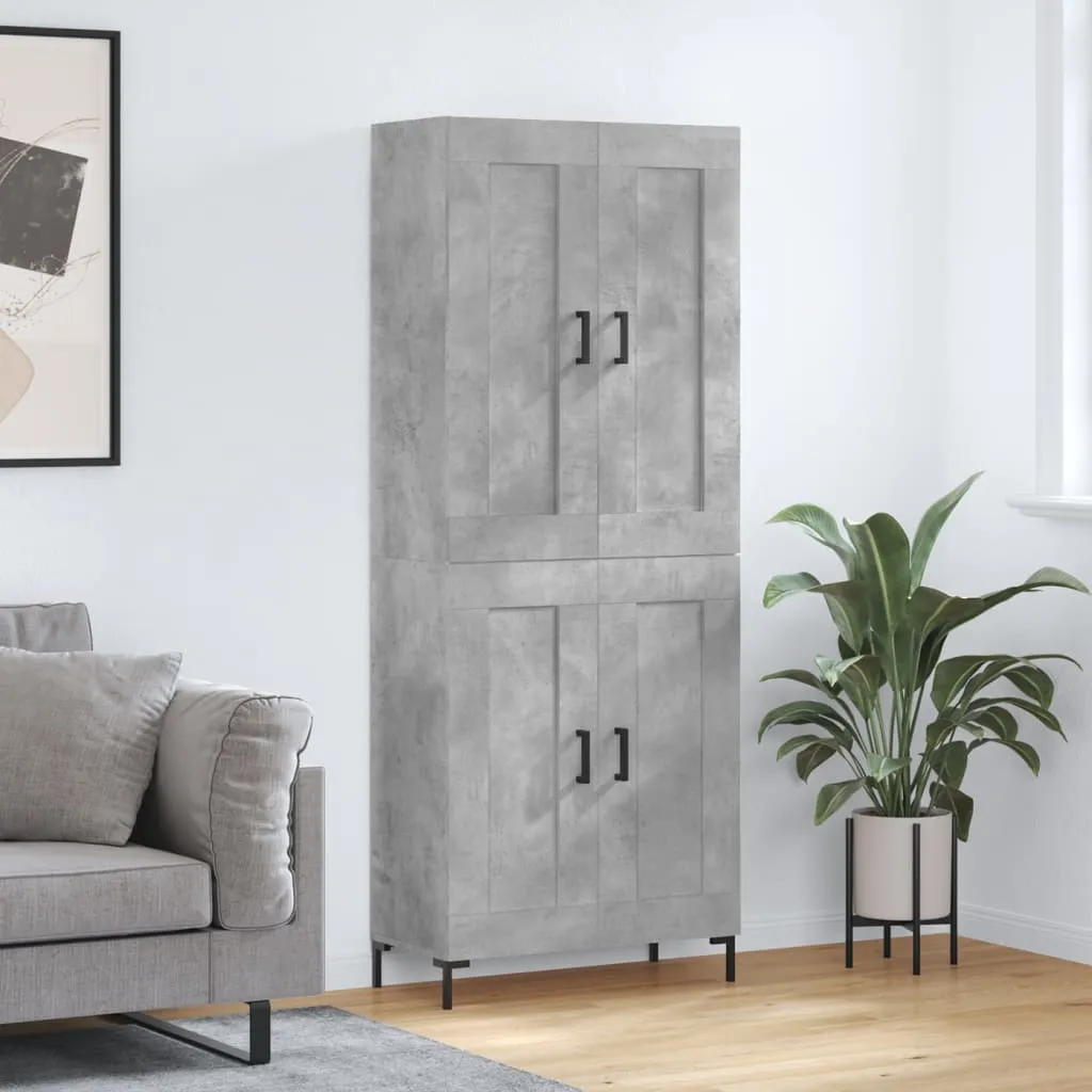 Highboard mit Sideboard 69,5x34x180 cm Betongrau aus Holzwerkstoff und Eisen