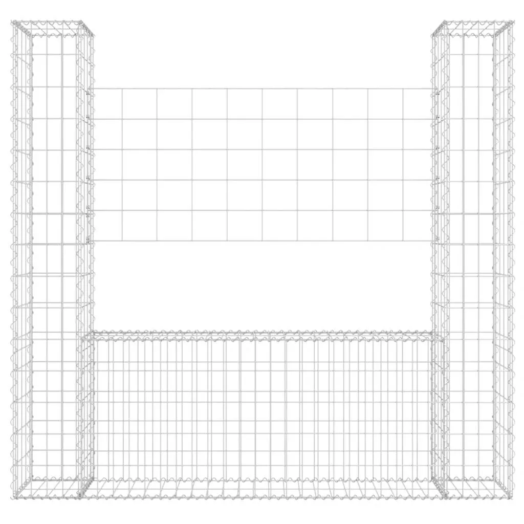 Gabione Steinkorb 140x20x150 cm Silber aus Eisen mit 2 Pfosten