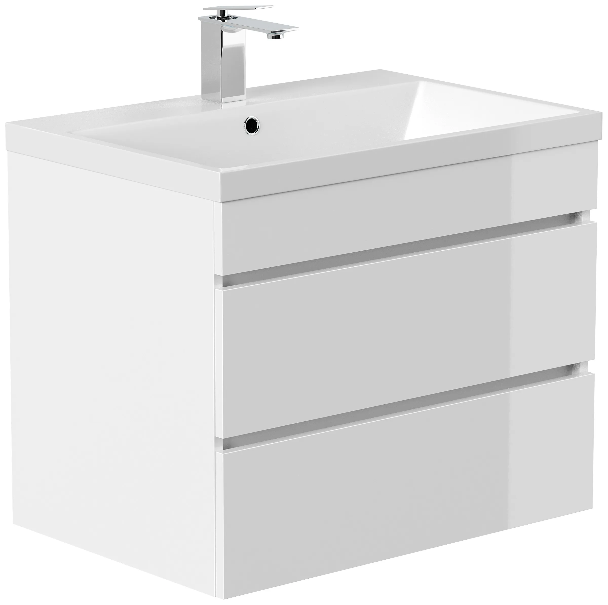 Badmöbel Fellini 70 SoftClose weiss hochglanz mit grifflosen Schubladen