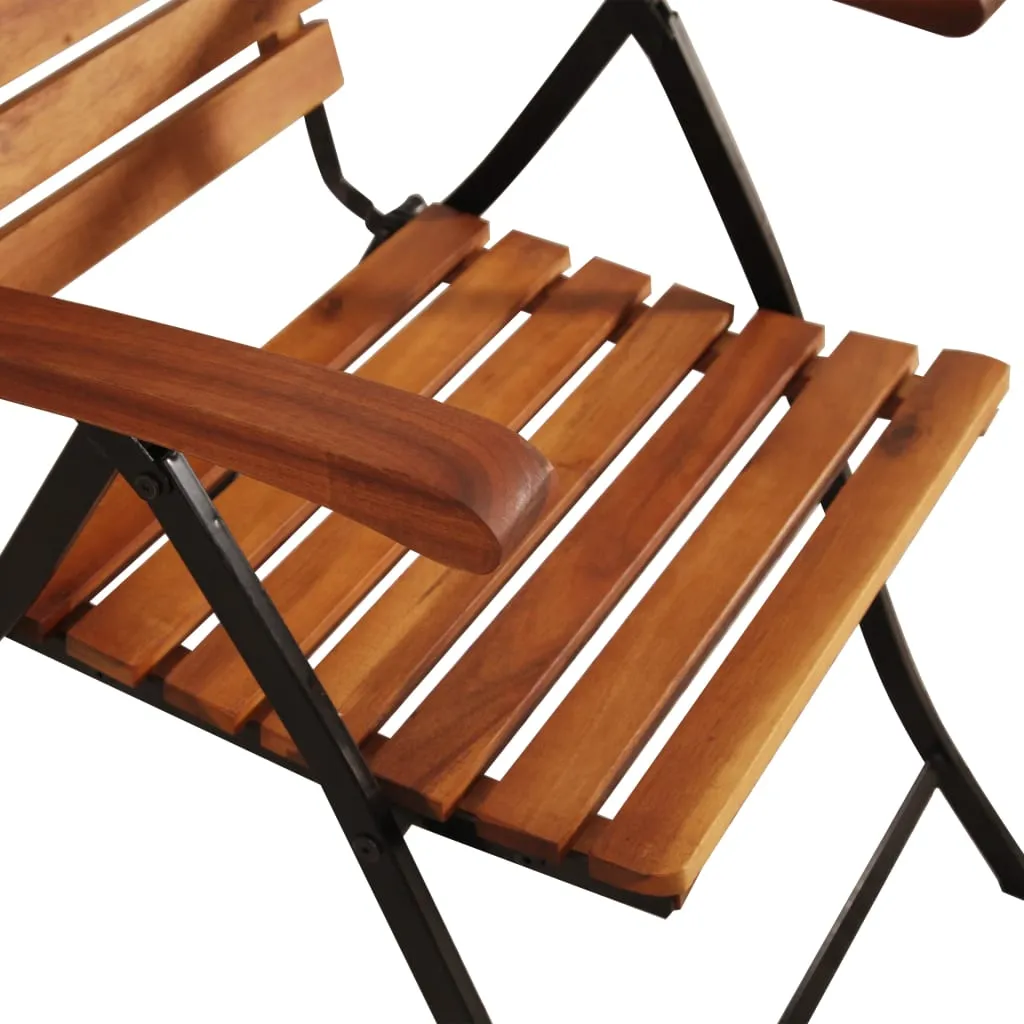 Gartenstühle aus Echtholz mit Stahlrahmen 59x(73-98)x(97-111) cm