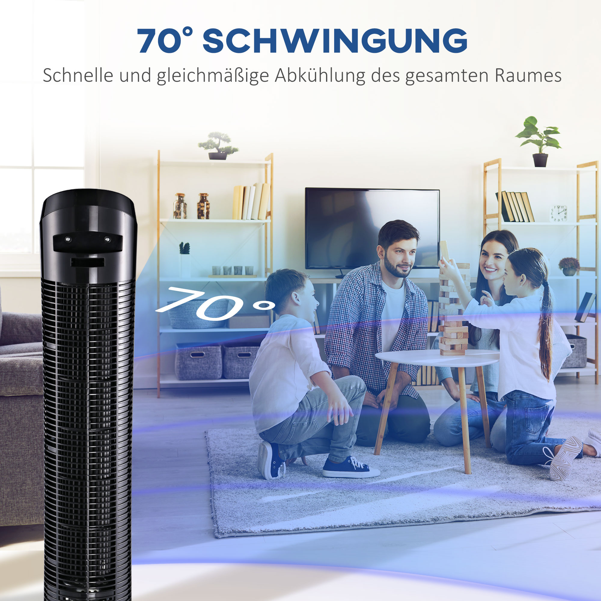 Klima Ventilator Ø27 x H75 cm Schwarz