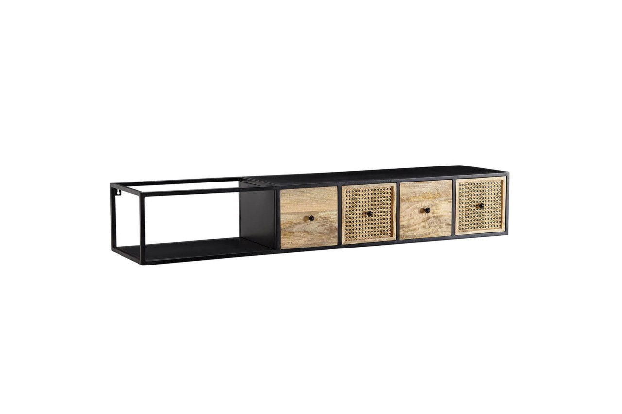 tinkaro Lowboard FRIEDEL Mango-Massivholz/Metall TV-Schrank Braun