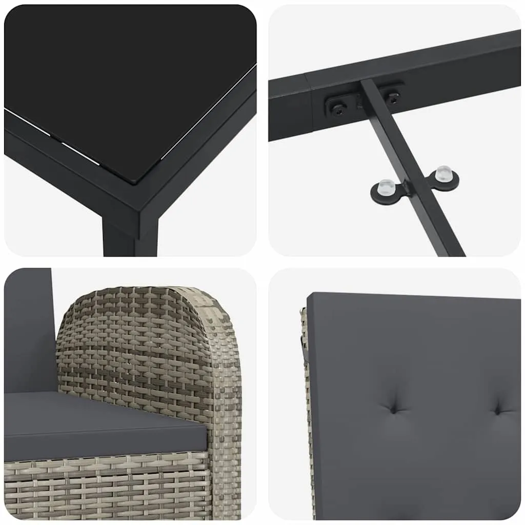 Gartentisch-Set Grau 200x80x73 cm mit 6 Stühlen 57x69x106 cm
