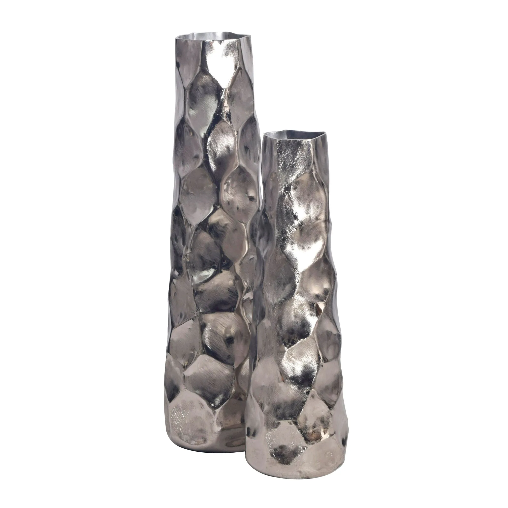 Deko Vase 2er Set Aluminium Silber Blumenvase Modern