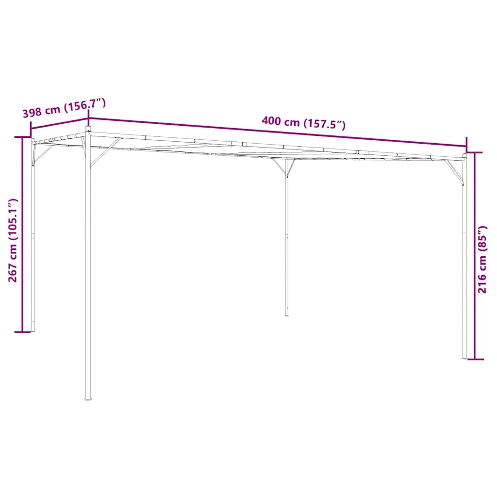 Klassischer Pavillon 4x4 m Anthrazit mit wasserabweisendem Polyester