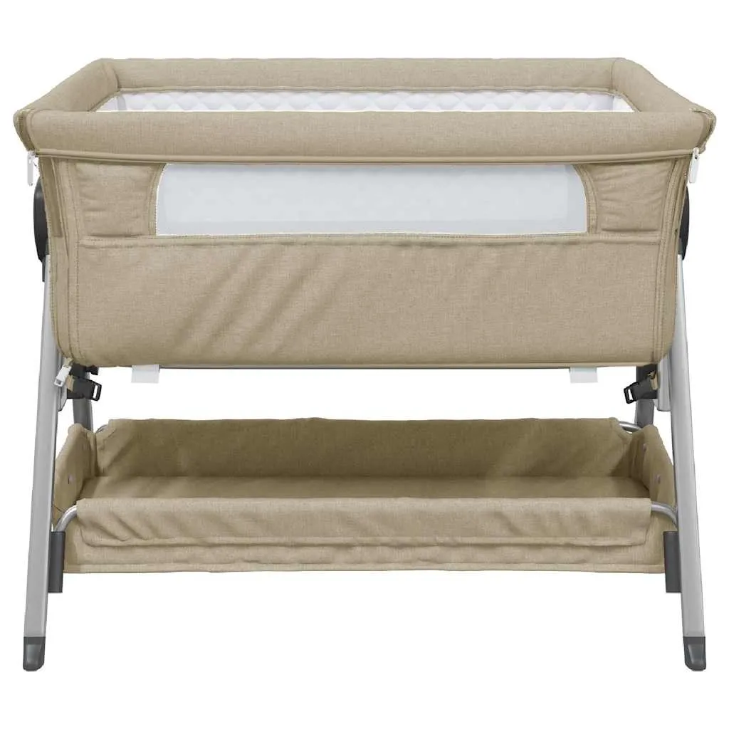 Babybett Taupe 93x56x(70-82) cm mit Matratze und Stauraum