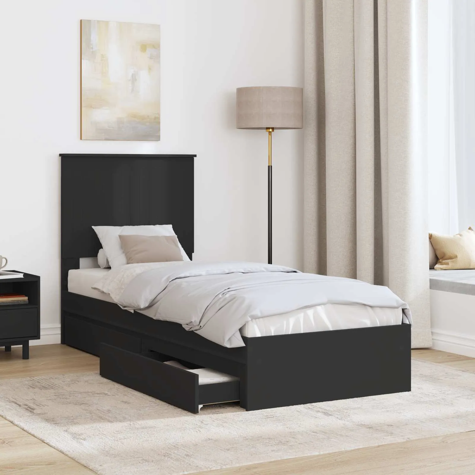 Aufbewahrungsbett 75 x 190 cm Schwarz