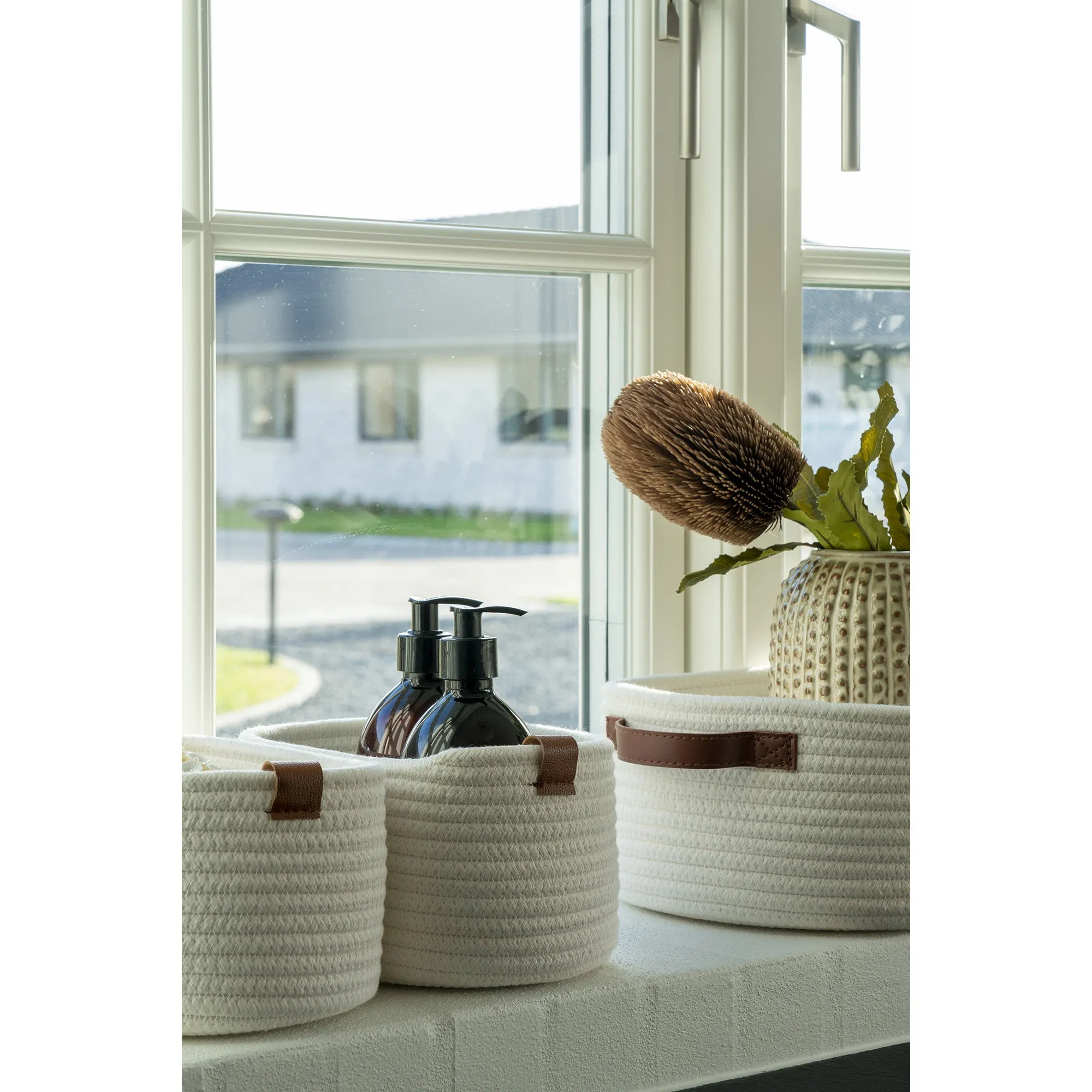 tinkaro Körbe Set 3-teilig Baumwolle 16x16x25 / 22x22x35 / 11x11x13 cm Weiß
