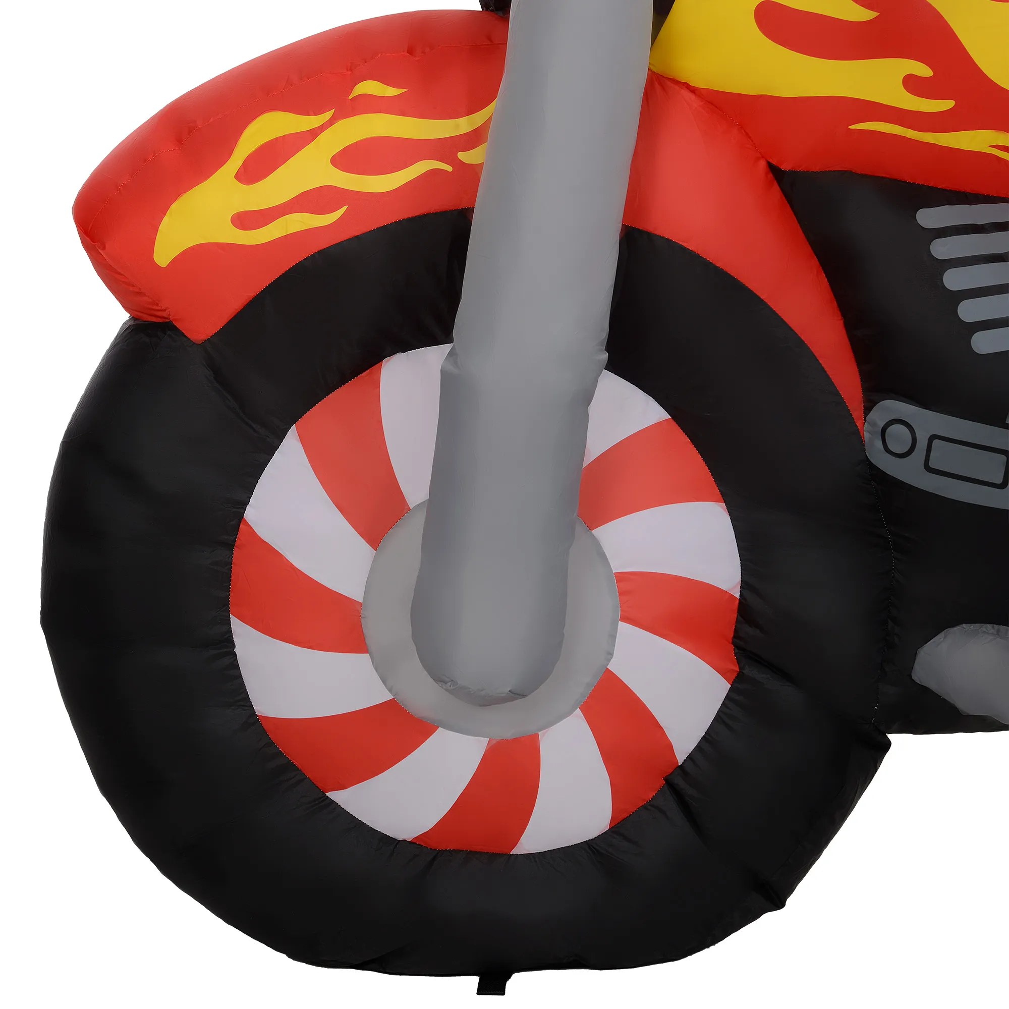 Weihnachtsmann auf Motorrad, Gartendeko, LEDs, aufblasbar, wetterfest, 180 x 95 x 170 cm