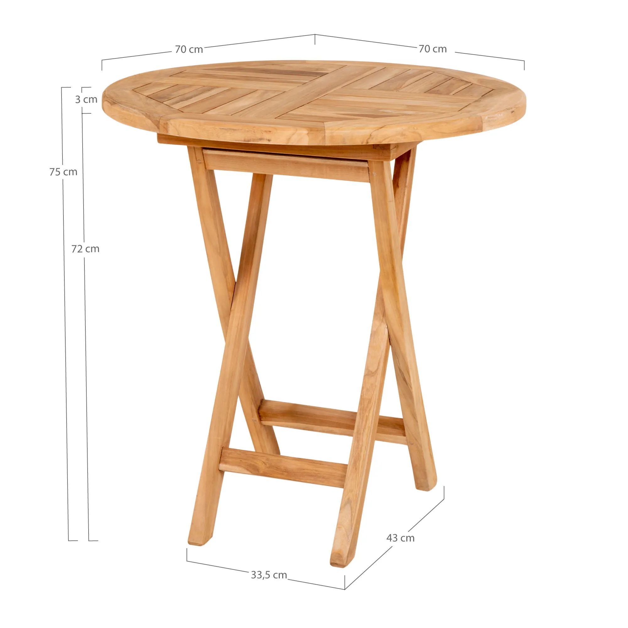tinkaro Beistelltisch Oviedo Teakholz ø70x75 cm Natur