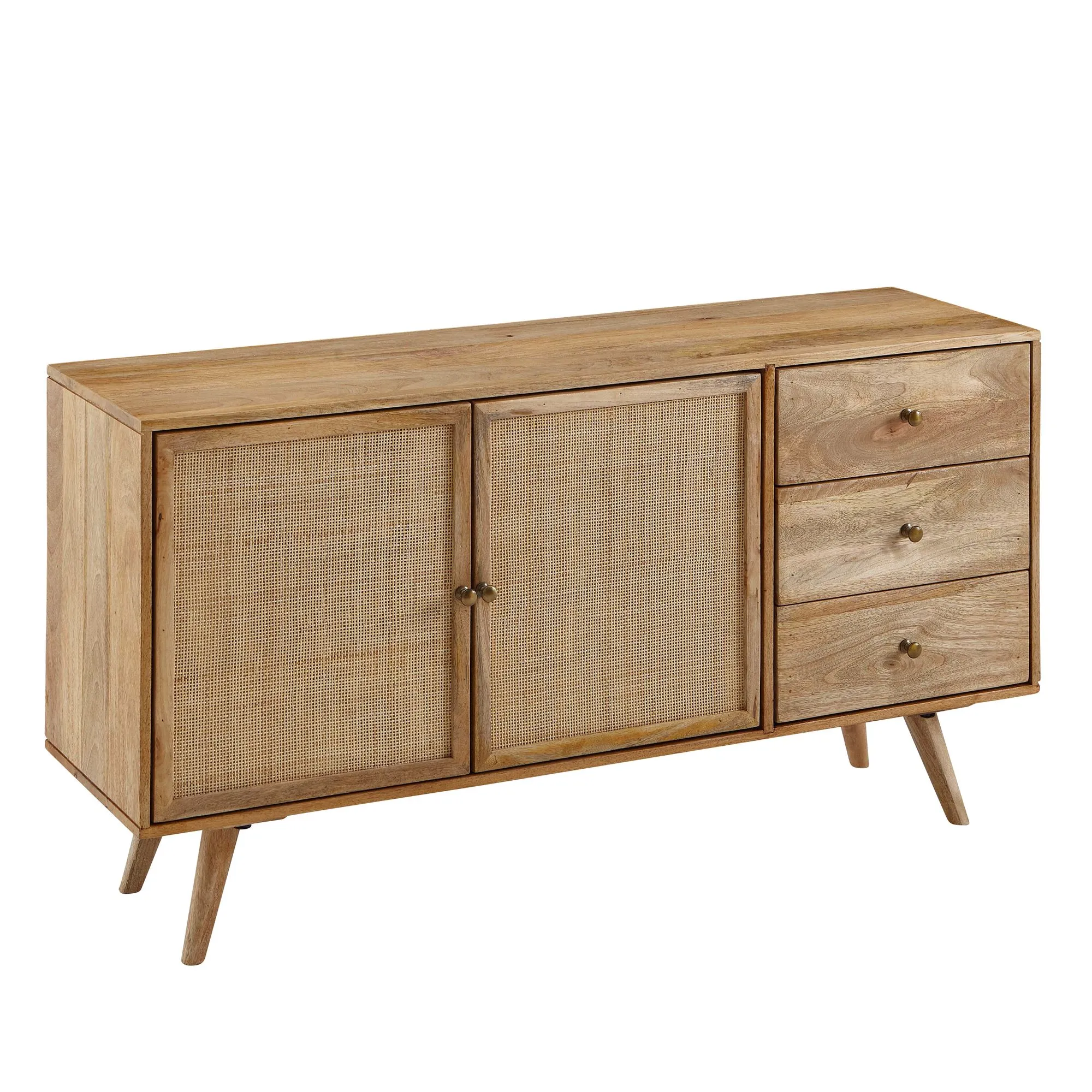 Wohnling Design Sideboard 140x75x40 cm Mango Massivholz / Rattan Wohnling Design Sideboard 140x75x40 cm Mango Massivholz / Rattan