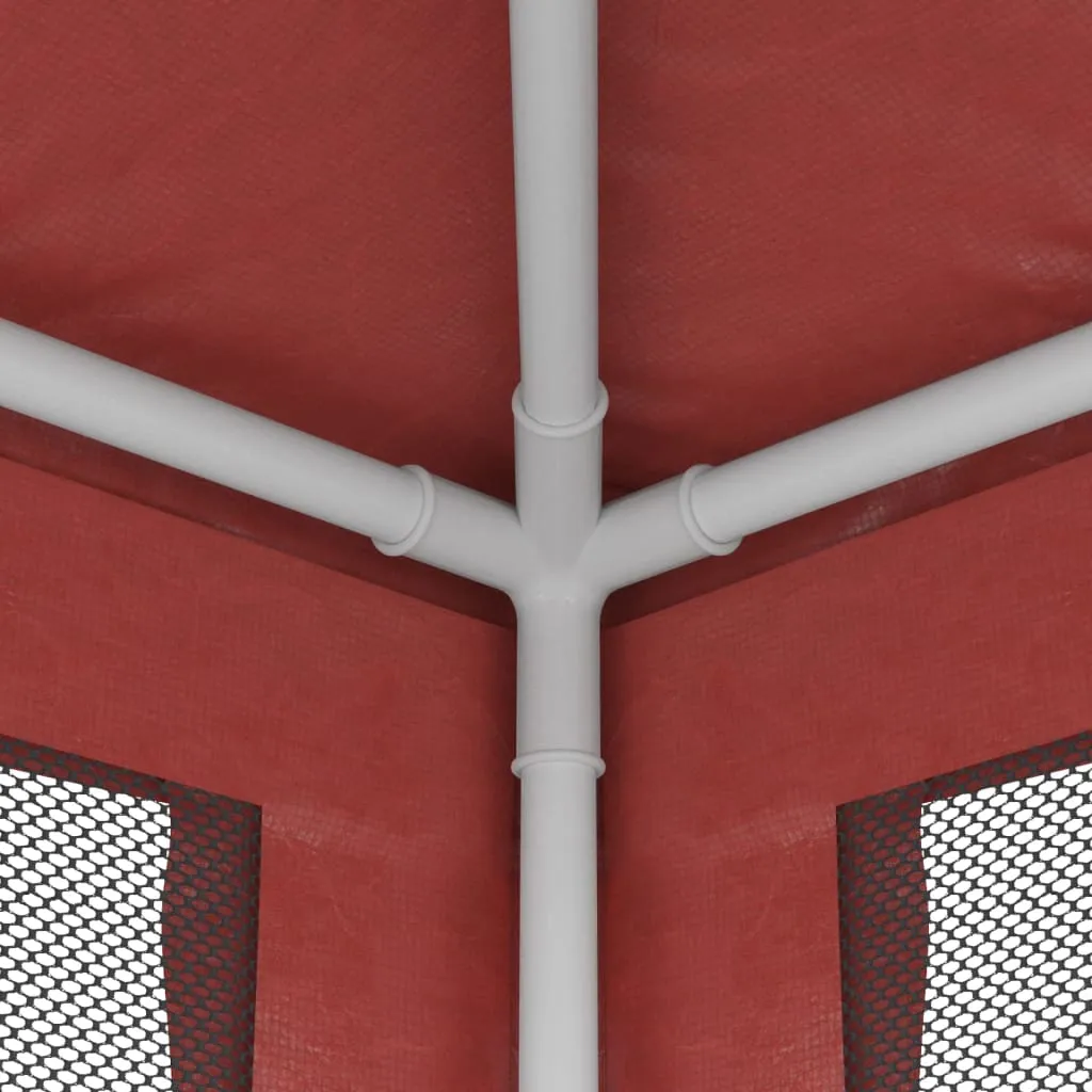 Partyzelt 250x250x245 cm Rot mit wasserfestem HDPE-Dach und Mesh-Seitenwänden