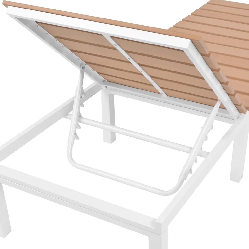 Sonnenliege Aluminium WPC 63x198x33-92 cm Weiß und Braun