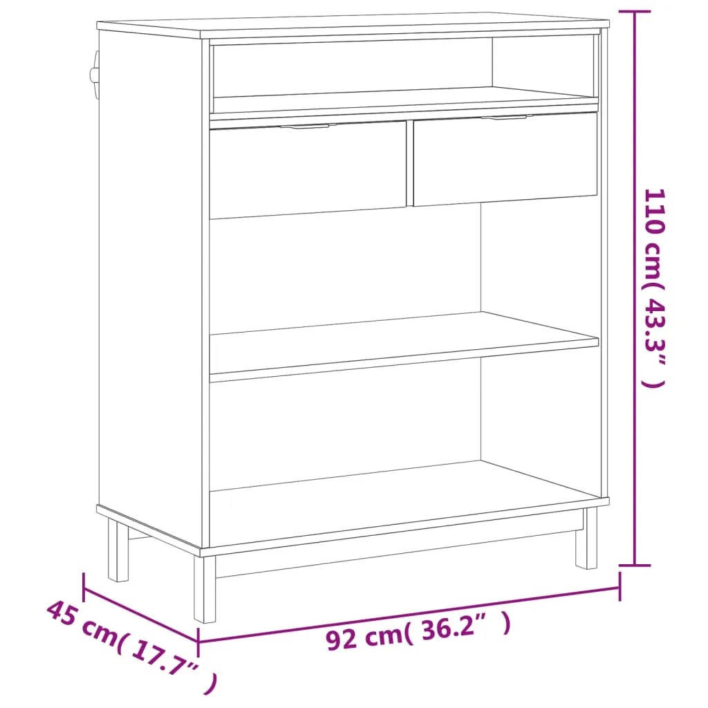 Bartisch aus massivem Kiefernholz in Eichen-Optik 92x45x110 cm