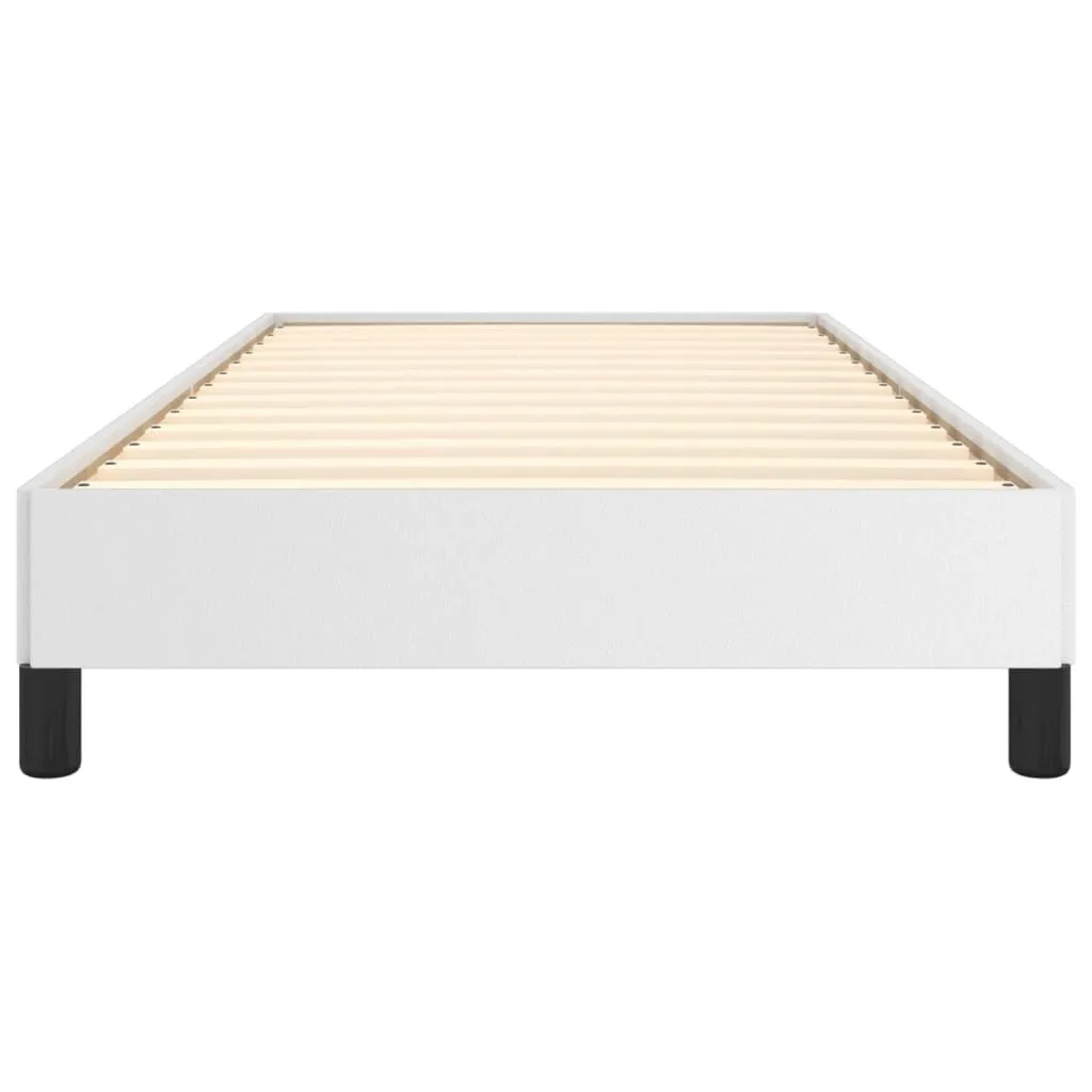 Weißes Kunstlederbett 203 x 83 x 25 cm mit Sperrholzlatten
