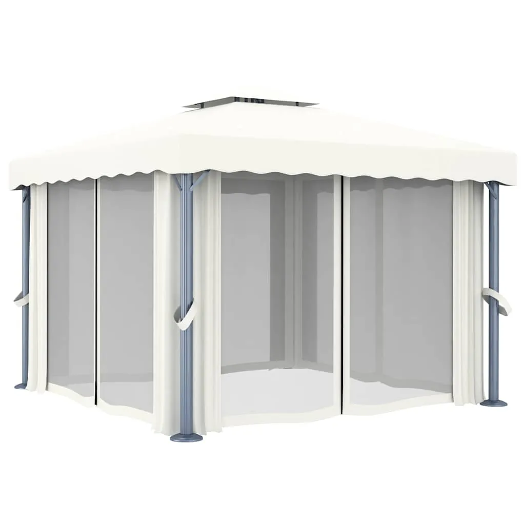 Stilvoller Pavillon 3x3 m Cremeweiß mit Aluminium- und Stahlgestell