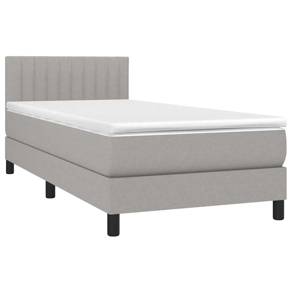 Boxspringbett mit Matratze, LED-Streifen, Hellgrau, 80x200 cm