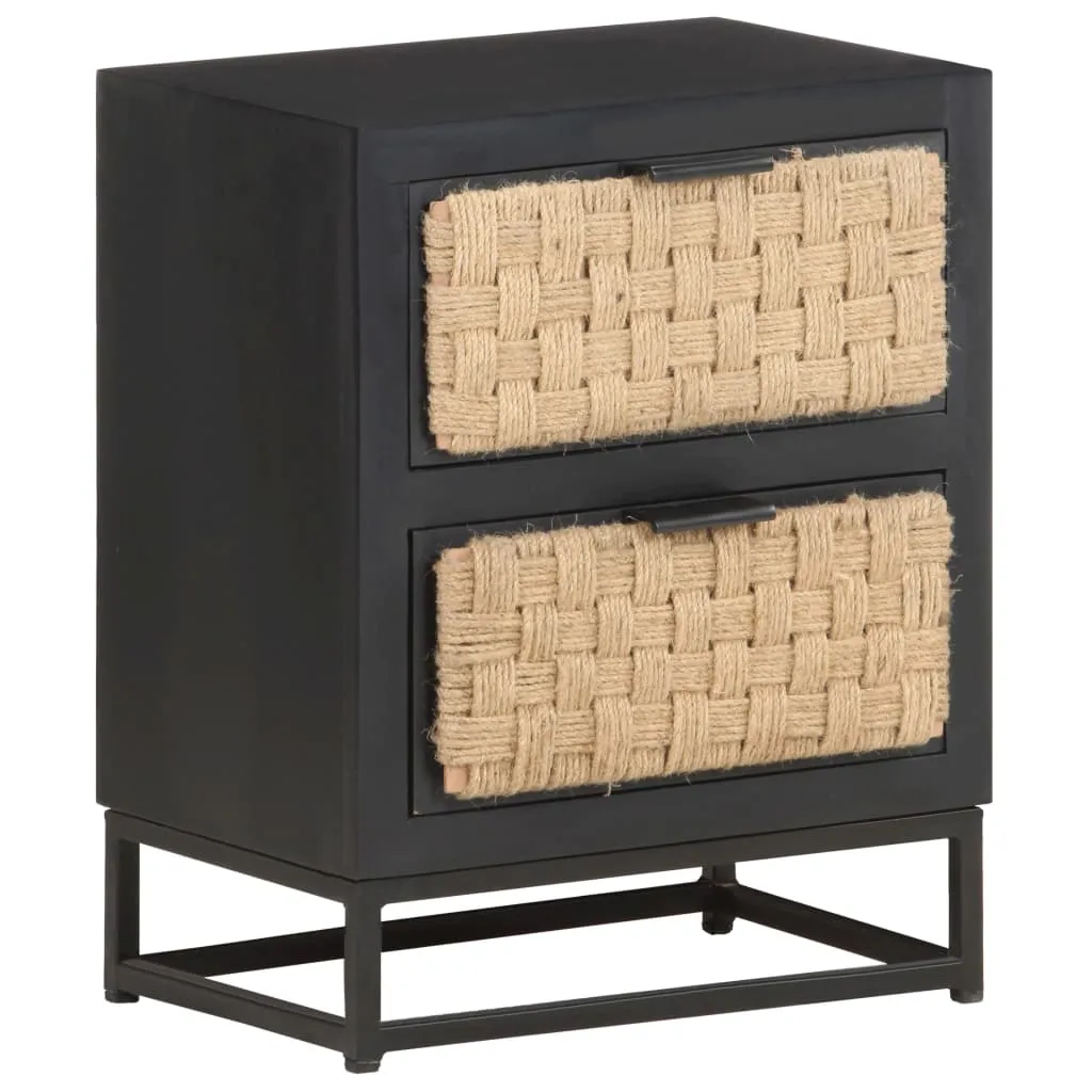 Holz-Nachtschrank Vollholz Schwarz 40x30x50 cm