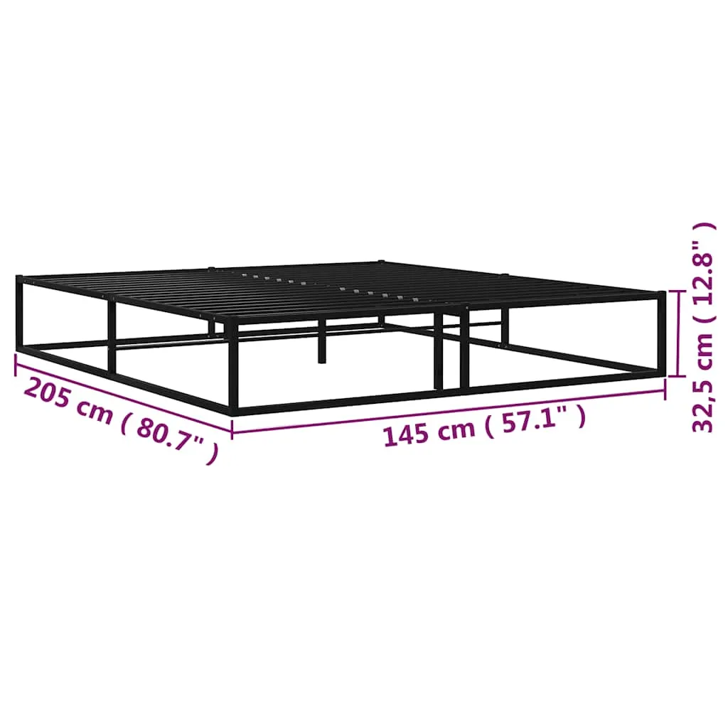 Metall-Bettgestell 145x205x32,5 cm Schwarz mit Lattenrost