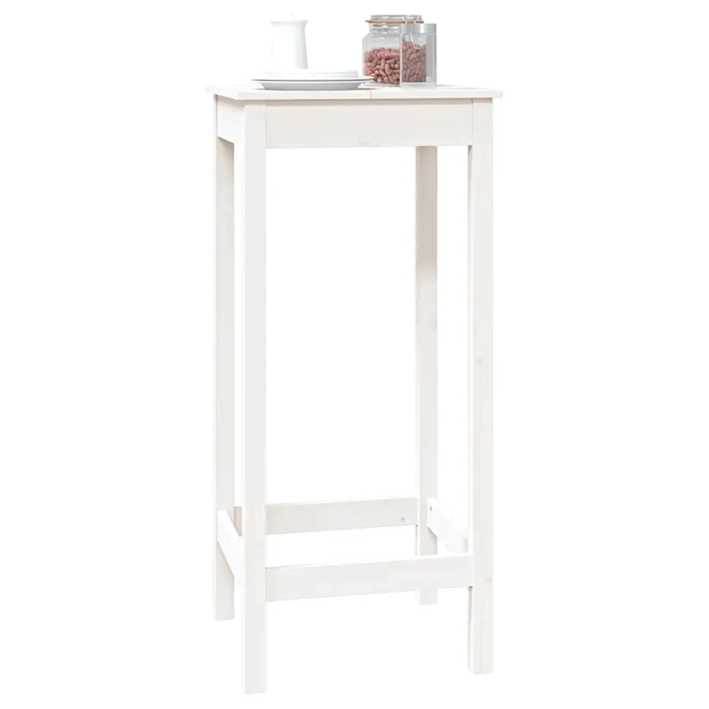 Bartisch aus massivem Kiefernholz Weiß 50 x 50 x 110 cm