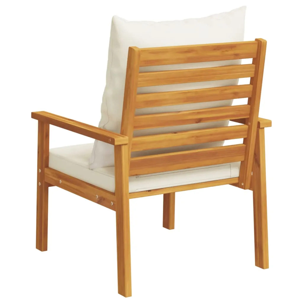 Outdoor-Sessel aus Echtholz 68x65x81 cm mit cremeweißen Kissen