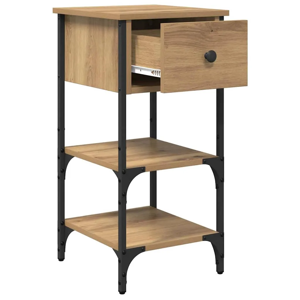 Moderner Nachttisch 33,5x36x70 cm Braun aus massivem Holz