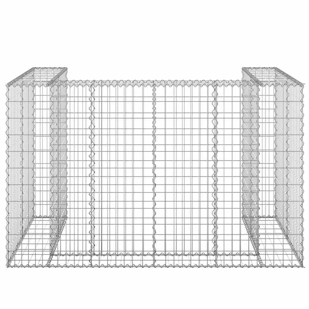 Gabionen-Mülltonnenverkleidung 180x100x110 cm silbern aus verzinktem Stahl