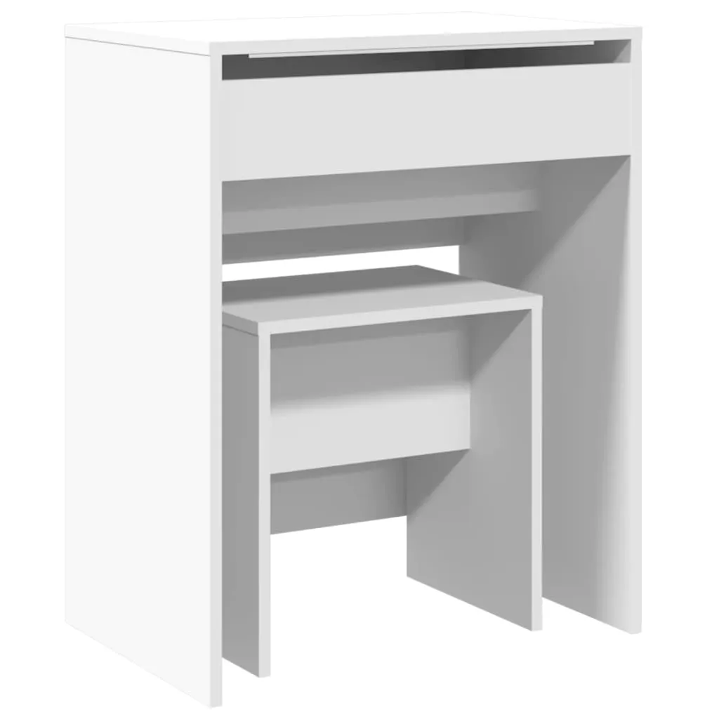 Weißer Schminktisch 60 x 40 x 75 cm mit Spiegel und Fach
