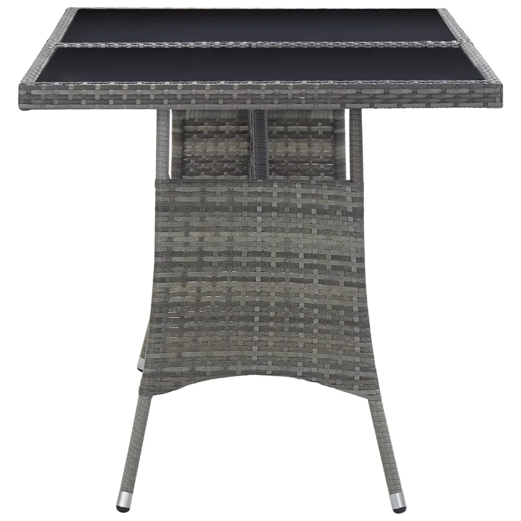 Gartentisch mit Glasplatte 140 x 80 x 74 cm Grau