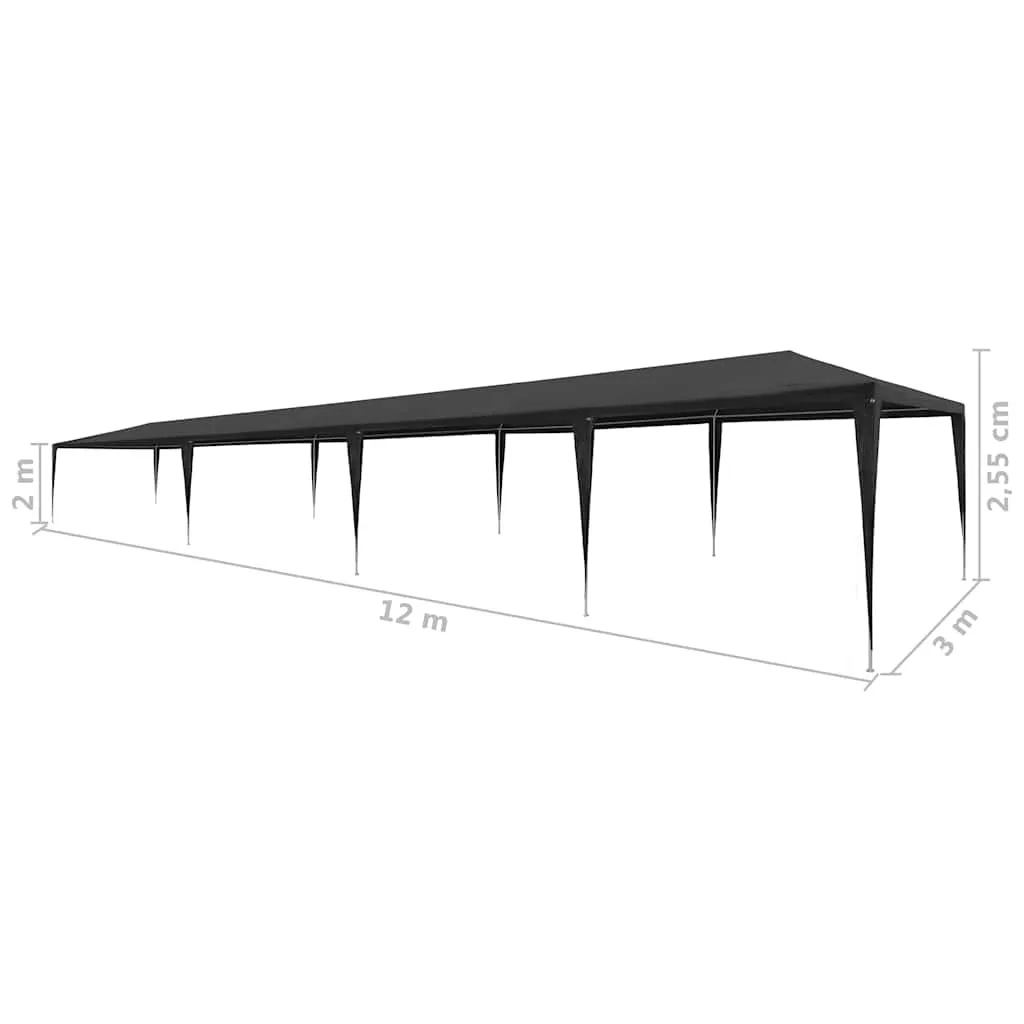 Partyzelt Anthrazit 3 x 12 x 2,55 m - UV-beständig und wasserfest