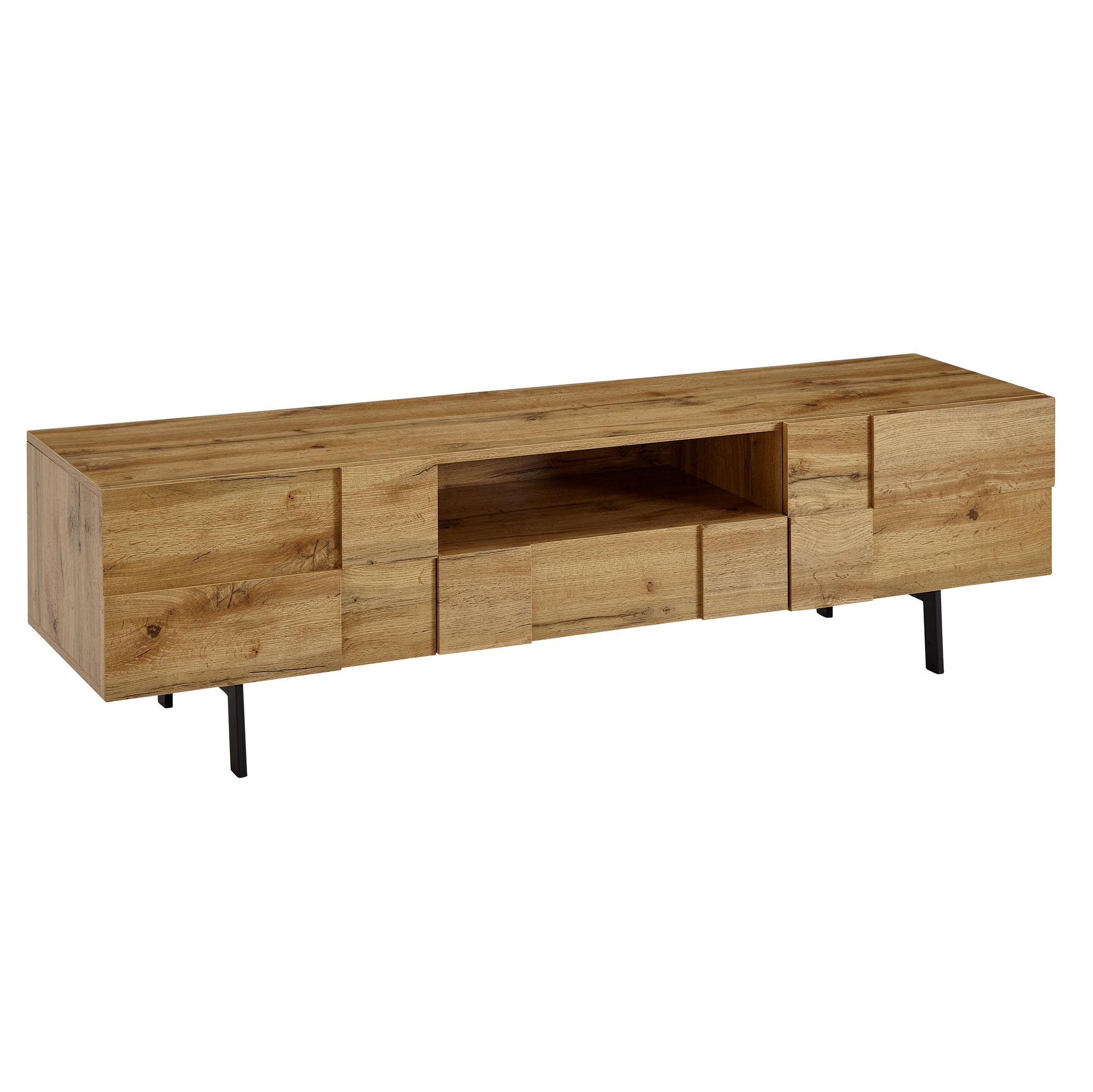 tinkaro TV-Schrank EMMO Holz-Eiche-Dekor TV-Kommode Braun