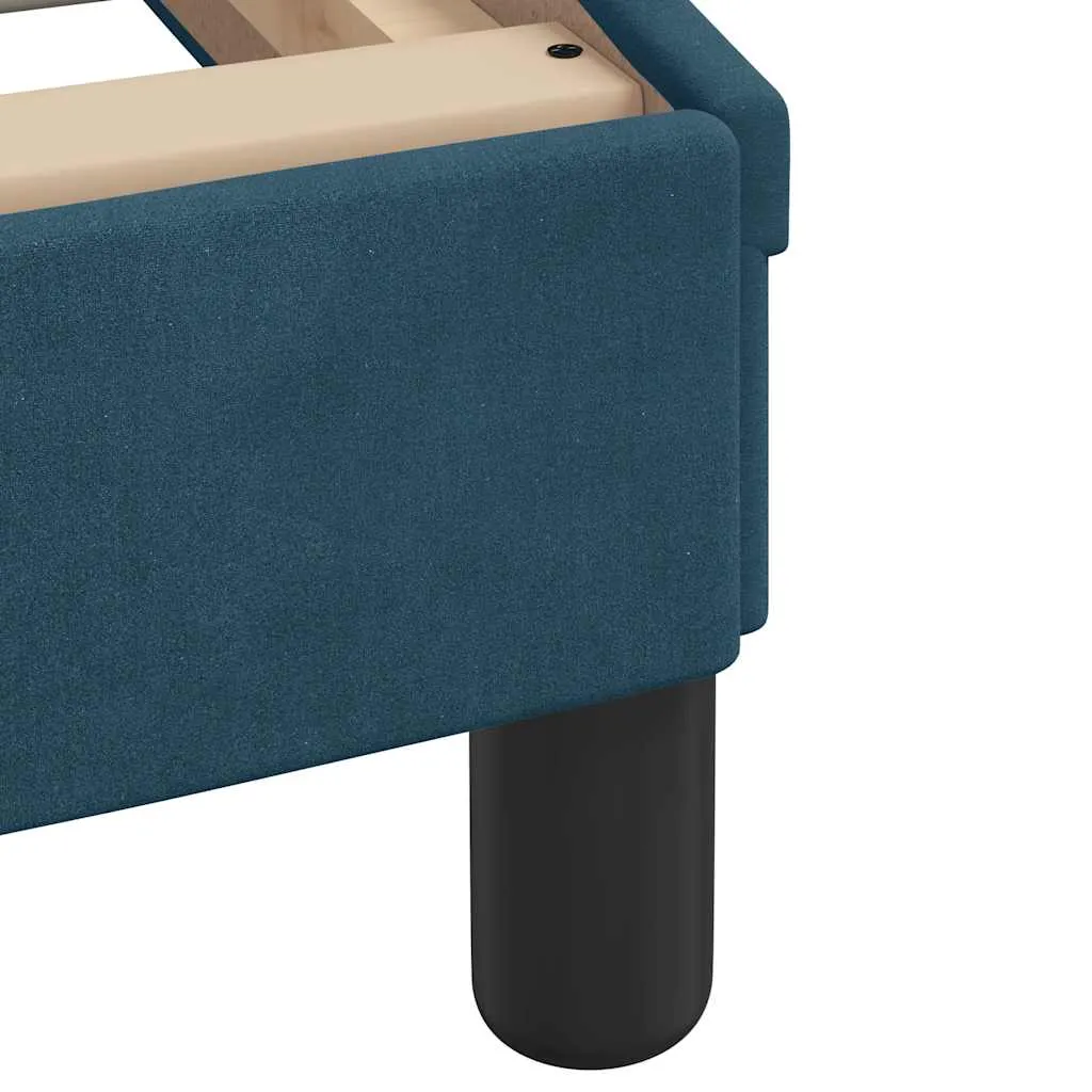 Blaues Samt-Bettgestell mit Schaumstoffmatratze 218x185x74,5 cm