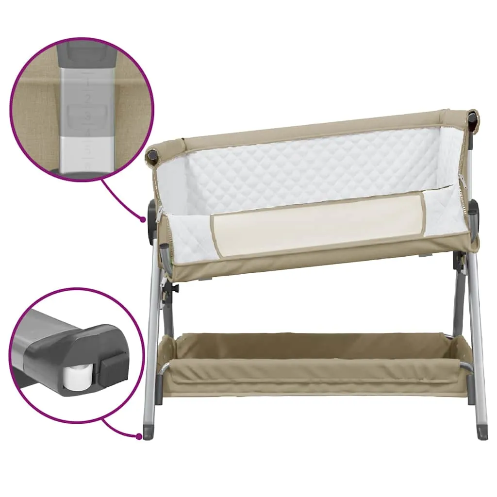 Babybett Taupe 93x56x(70-82) cm mit Matratze und Stauraum