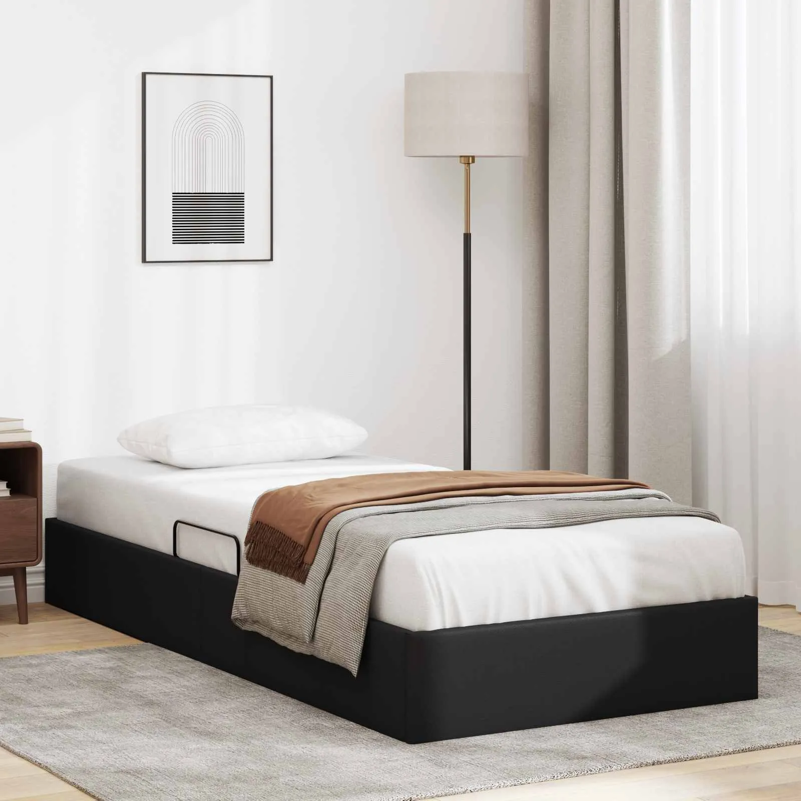 Ottoman Bettgestell 204 x 100 x 23.5 cm Schwarz
