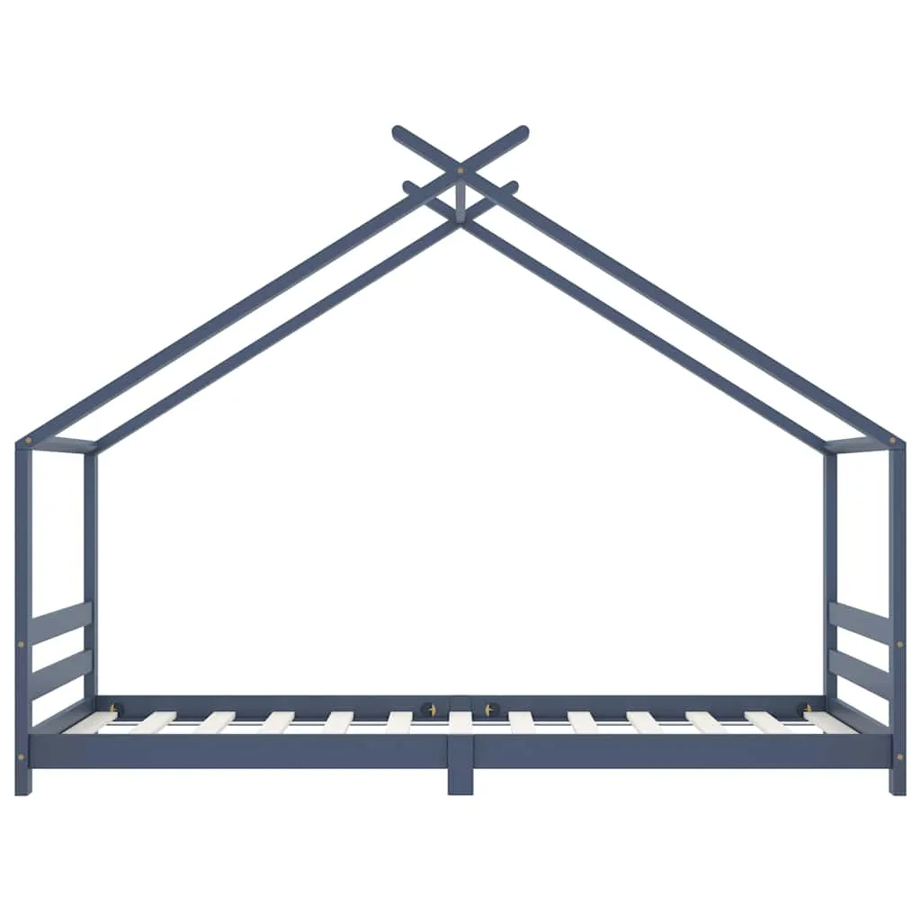 Kinderbett Bettrahmen Baumhausstil 206x98x155 cm Grau Massivholz
