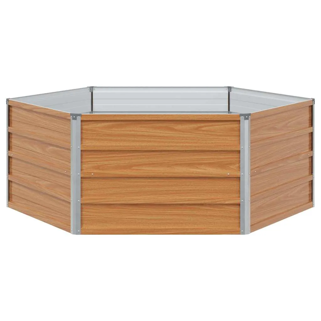 Sechseckiges Hochbeet aus verzinktem Stahl 129x129x45 cm Holzoptik