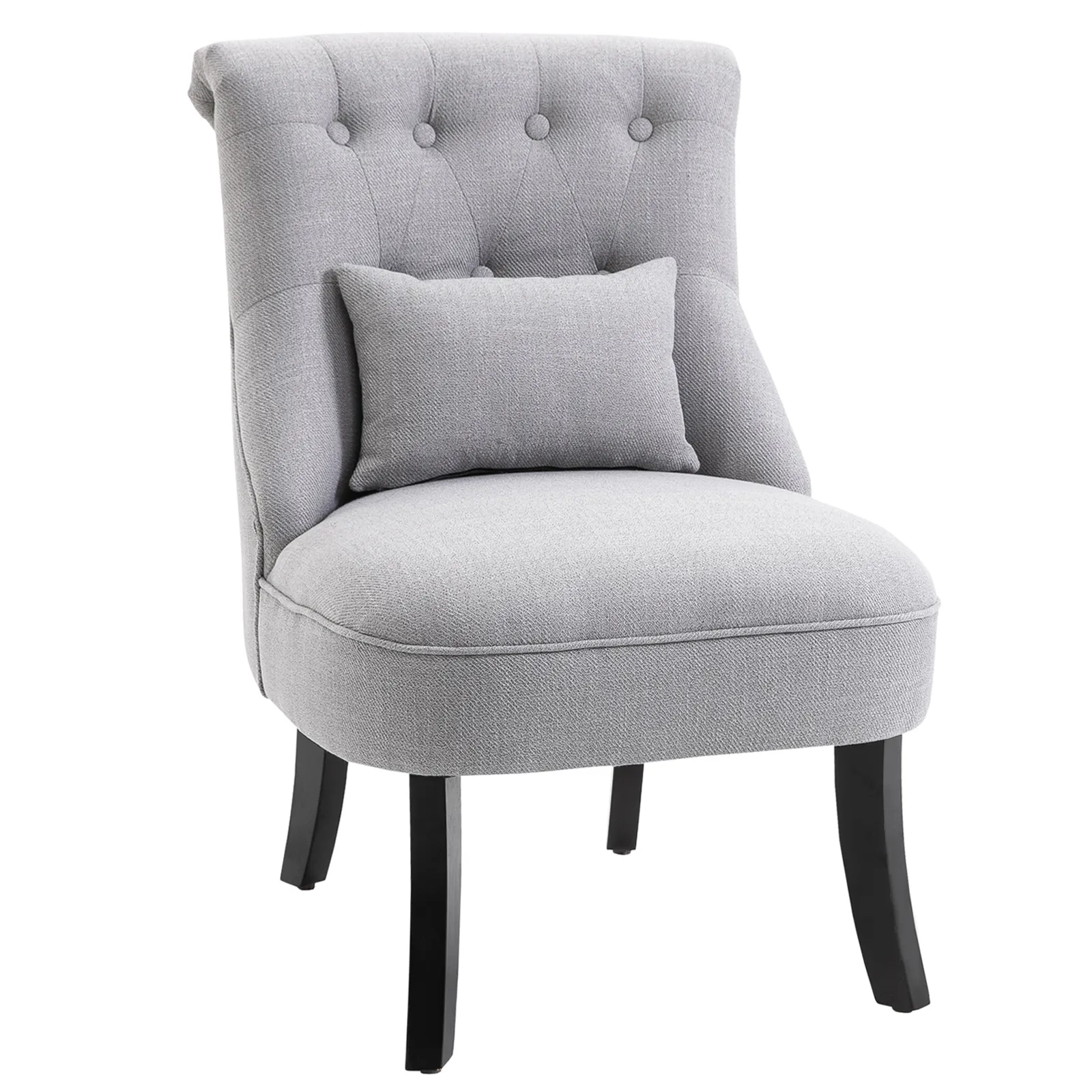 Sessel Wohnzimmer Relaxsessel Loungesessel Ruhesessel mit Rückenkissen, Holzbeine, Lesesessel mit Leinenoptik, Polstersessel für Schlafzimmer, Grau
