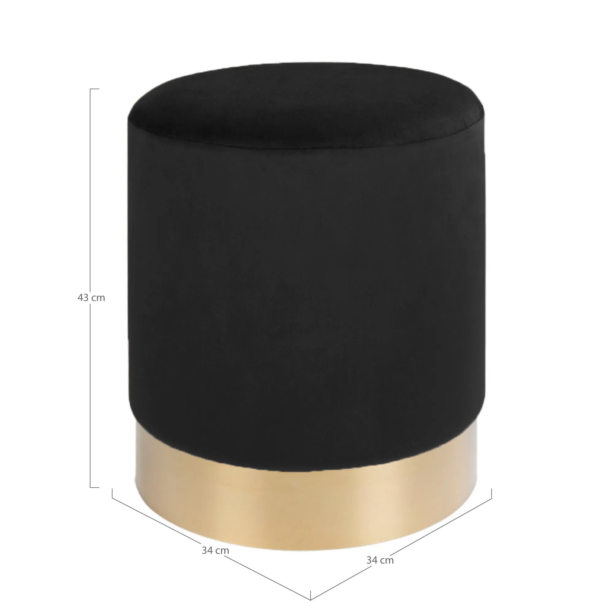 tinkaro Gamby Pouf Samthocker ø34x43 cm Schwarz