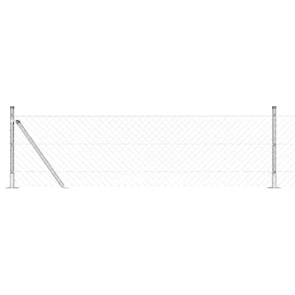 Zaunpfosten Set aus Stahl 2500 x 3,2 x 60 cm Silber