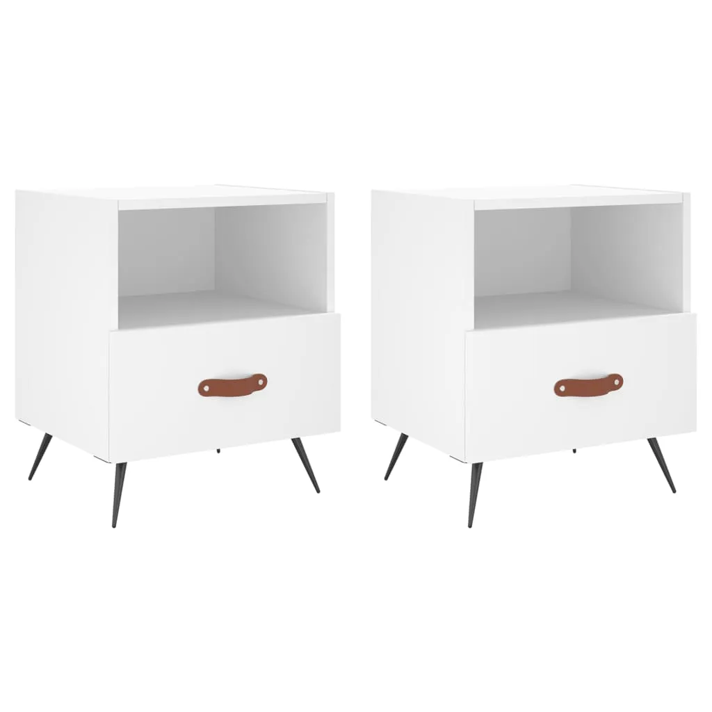 Nachttische 2 Stk. Weiß 40x35x47,5 cm Holzwerkstoff