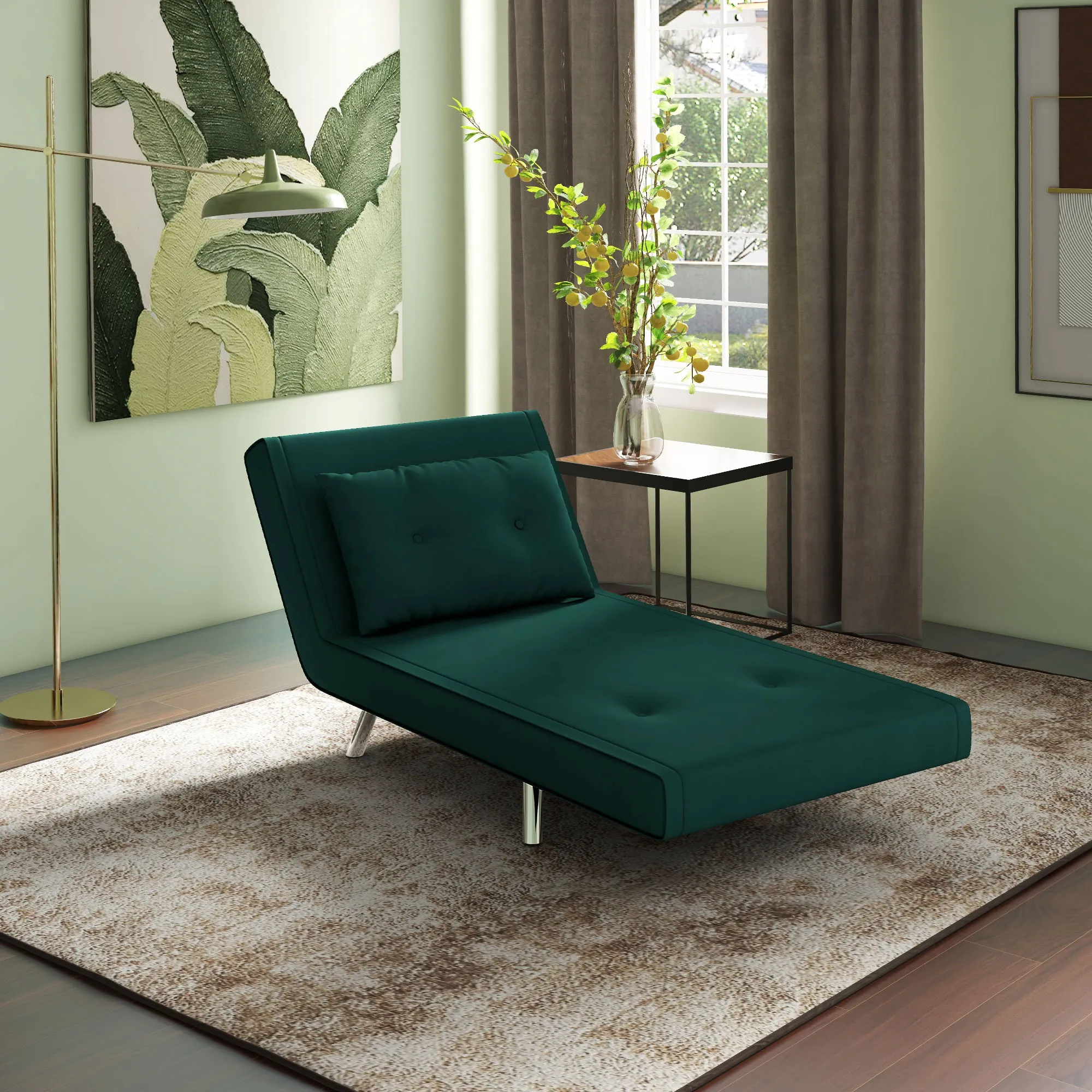 Liegesessel Dunkelgrün 77B x 88T x 83H cm mit Kissen