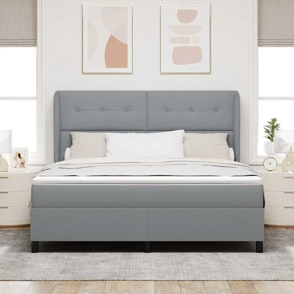 Boxspringbett Hellgrau 180x200 cm mit Matratze und Topper