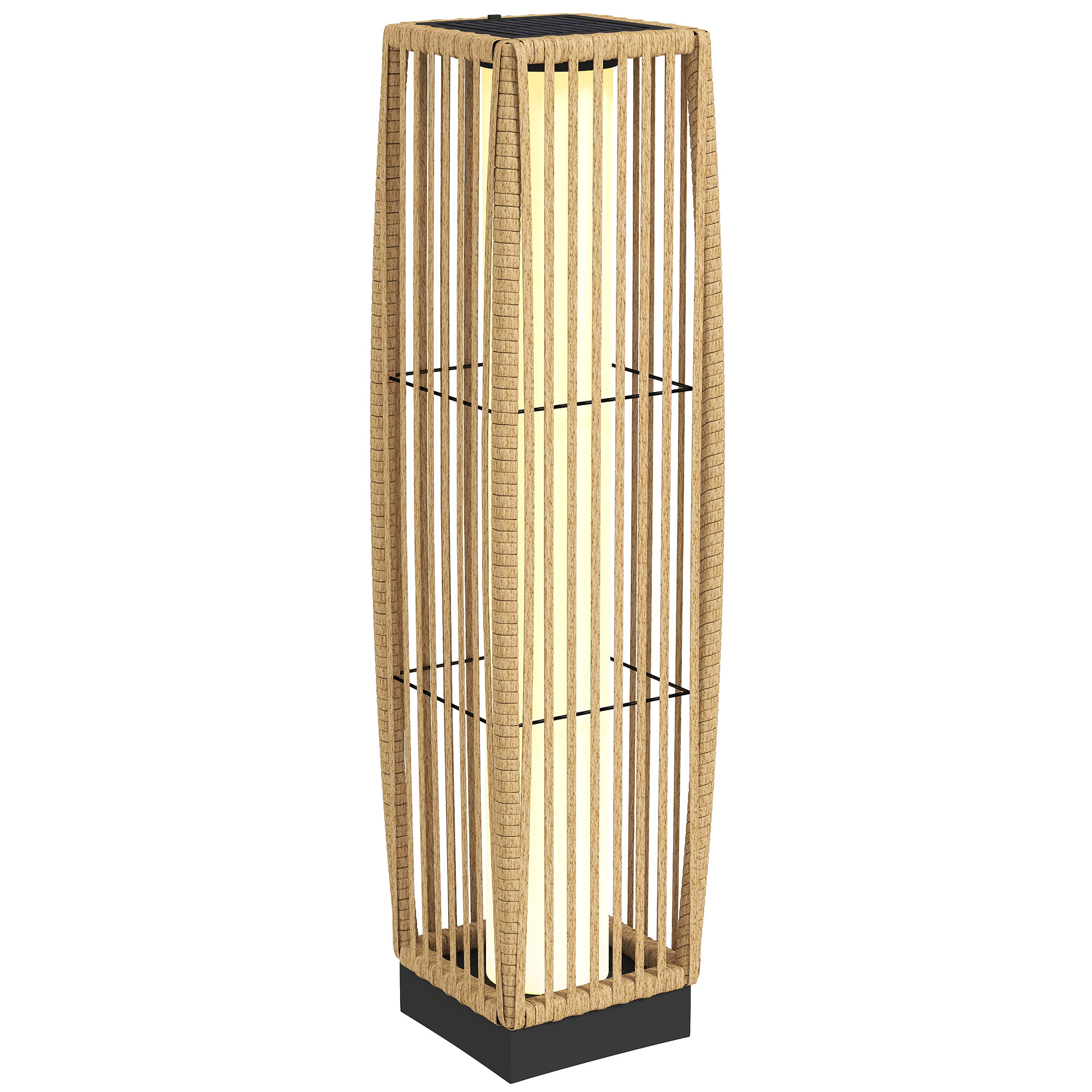 Solar Stehlampe Rattan Boho-Stil IP44, Sand, 19x19x68 cm