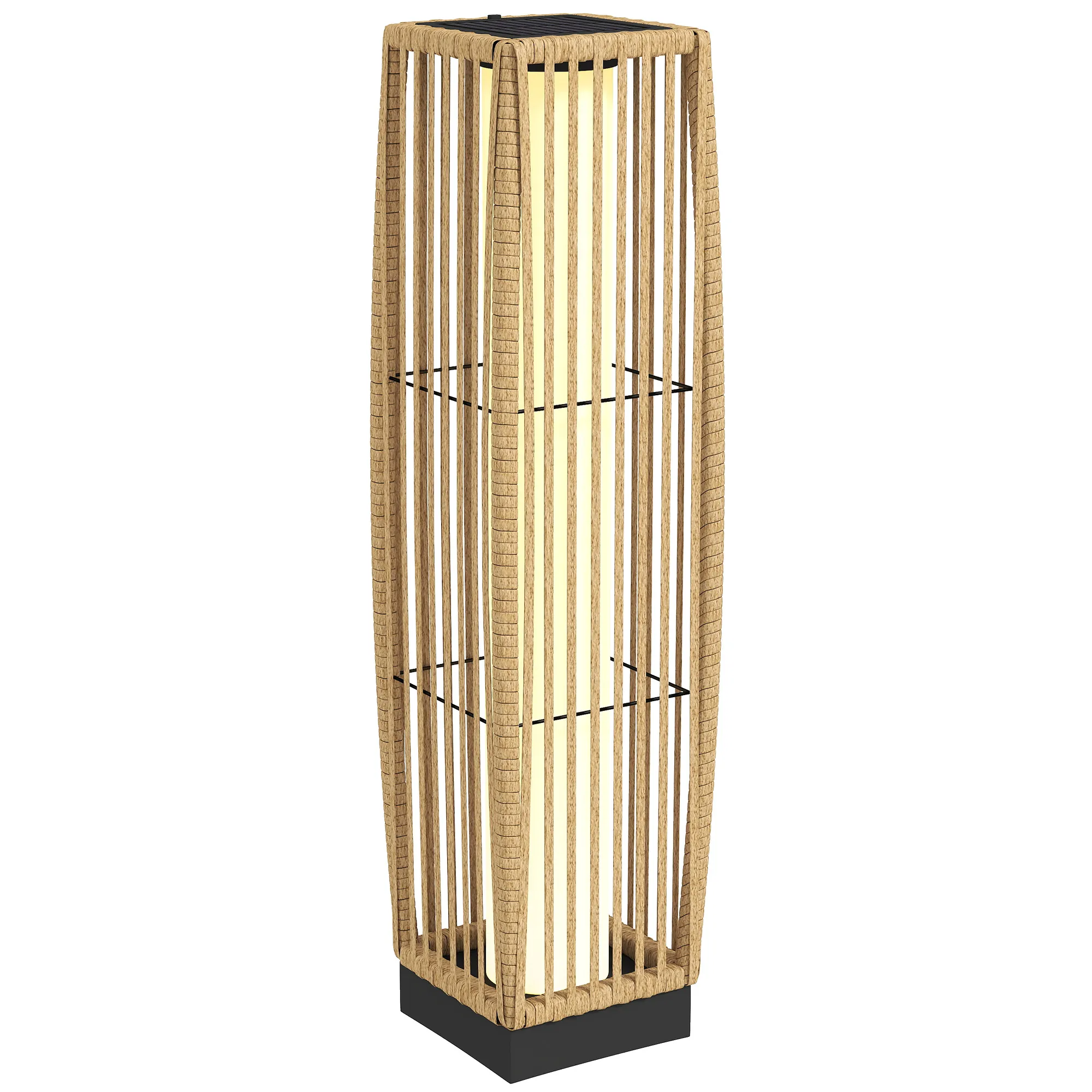 Solar Stehlampe Rattan Boho-Stil IP44, Sand, 19x19x68 cm
