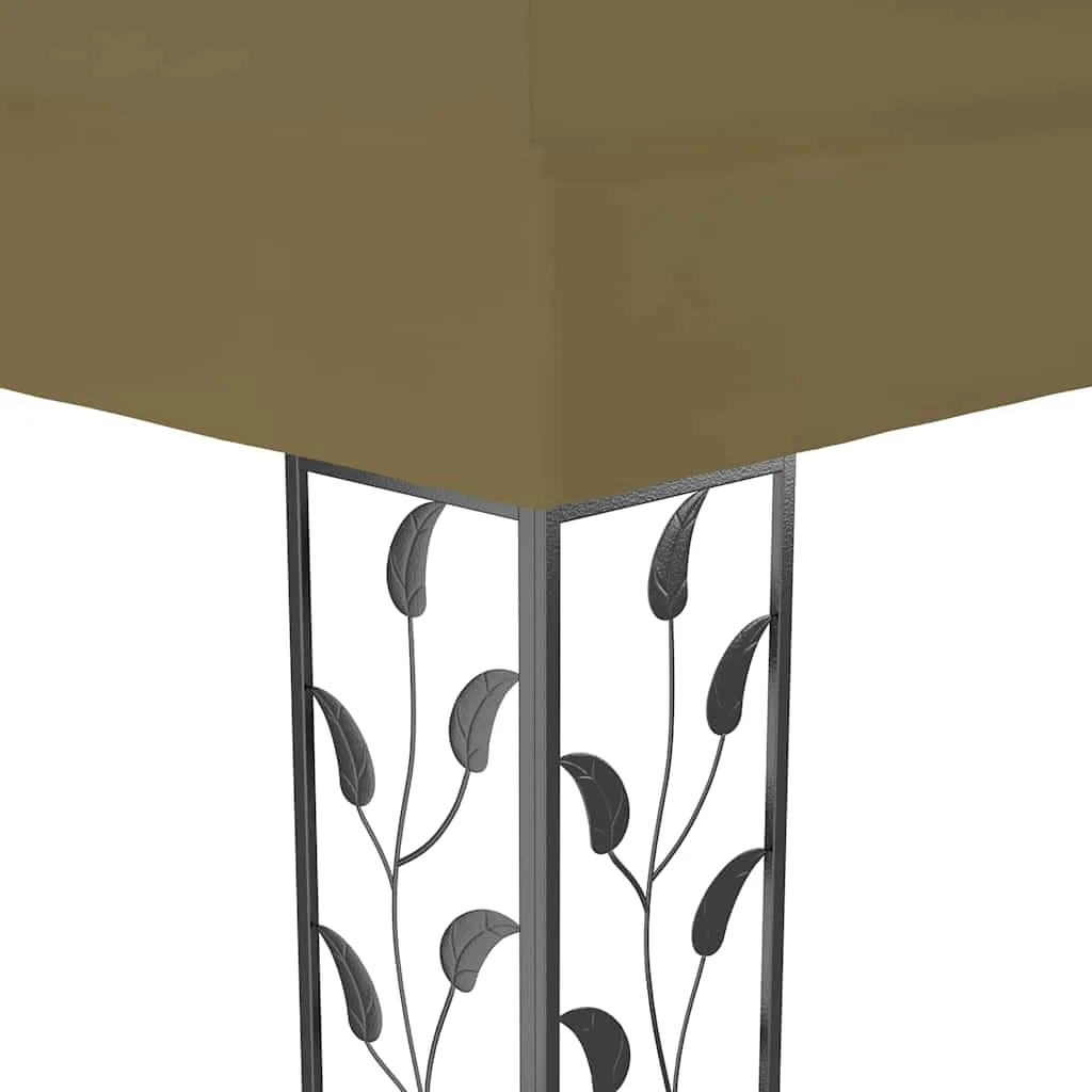 Outdoor Pavillon Taupe 3x4 m mit doppeltem Polyesterdach und Lichterkette