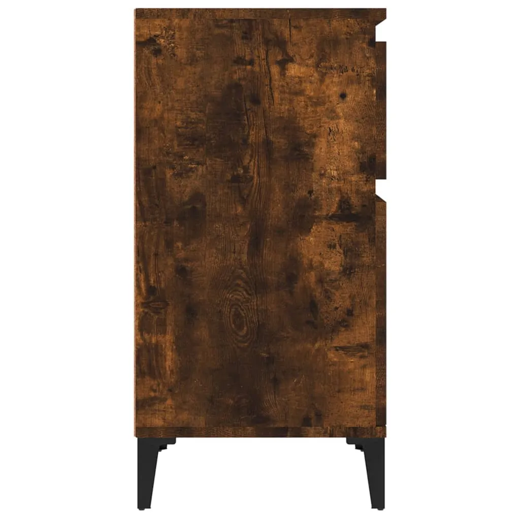 Nachttisch Räuchereiche 40 x 35 x 70 cm aus Holzwerkstoff und Metall