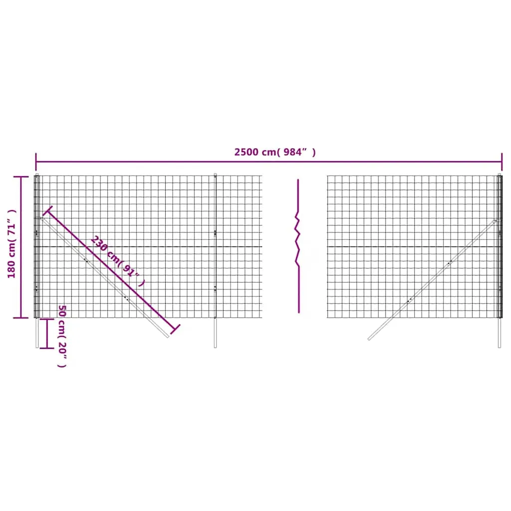 Grüner Maschendrahtzaun 1,8 x 25 m mit PVC-beschichtetem Stahl